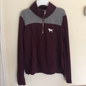 PINK Victoria Secret maroon quarter zip sweatshirt
